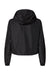 Independent Trading Company EXP64CRP Womens Water Resistant 1/4 Zip Crop Hooded Windbreaker Jacket Black Flat Back