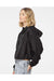 Independent Trading Co. EXP64CRP Womens 1/4 Zip Crop Hooded Windbreaker Jacket Black Model Side
