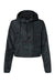 Independent Trading Co. EXP64CRP Womens 1/4 Zip Crop Hooded Windbreaker Jacket Black Camo Flat Front