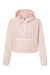 Independent Trading Company EXP64CRP Womens Water Resistant 1/4 Zip Crop Hooded Windbreaker Jacket Blush Pink Flat Front