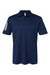 Adidas A480 Mens Floating 3 Stripes Polo Shirt Team Navy Blue/White Flat Front