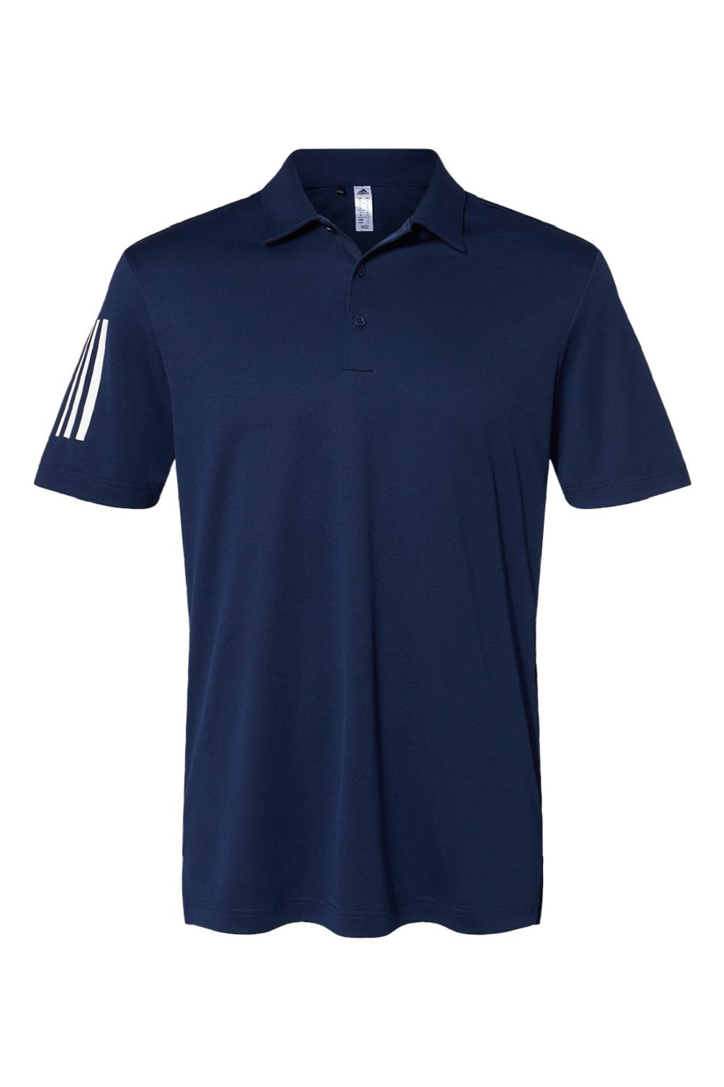 Adidas A480 Mens Floating 3 Stripes UPF 50+ Short Sleeve Polo Shirt Team Navy Blue Flat Front