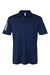 Adidas A480 Mens Floating 3 Stripes UPF 50+ Short Sleeve Polo Shirt Team Navy Blue Flat Front