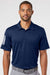 Adidas A480 Mens Floating 3 Stripes UPF 50+ Short Sleeve Polo Shirt Team Navy Blue Model Front
