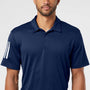 Adidas Mens Floating 3 Stripes UPF 50+ Short Sleeve Polo Shirt - Team Navy Blue - Closeout
