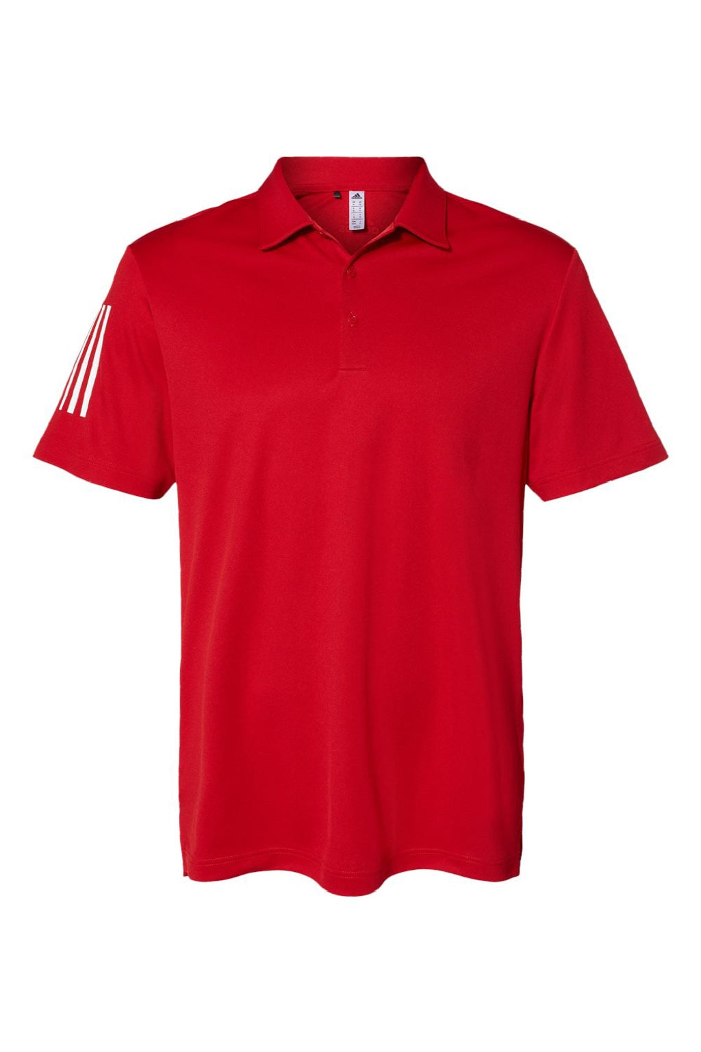 Adidas A480 Mens Floating 3 Stripes UPF 50+ Short Sleeve Polo Shirt Team Power Red Flat Front