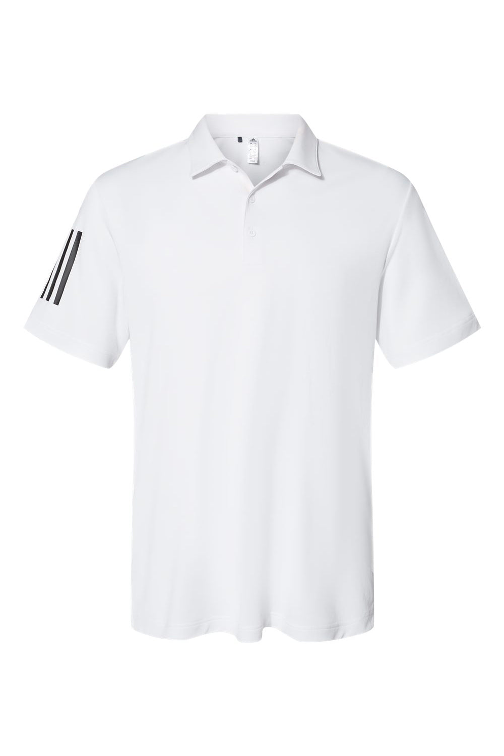 Adidas A480 Mens Floating 3 Stripes UPF 50+ Short Sleeve Polo Shirt White/Black Flat Front