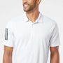Adidas Mens Floating 3 Stripes UPF 50+ Short Sleeve Polo Shirt - White/Black - NEW