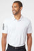 Adidas A480 Mens Floating 3 Stripes UPF 50+ Short Sleeve Polo Shirt White Model Front