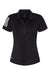 Adidas A481 Womens Floating 3 UPF 50+ Stripes Short Sleeve Polo Shirt Black Flat Front