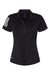 Adidas A481 Womens Floating 3 Stripes Polo Shirt Black/White Flat Front