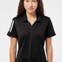 Adidas Womens Floating 3 UPF 50+ Stripes Short Sleeve Polo Shirt - Black