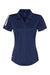 Adidas A481 Womens Floating 3 Stripes Polo Shirt Team Navy Blue/White Flat Front