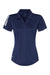 Adidas A481 Womens Floating 3 UPF 50+ Stripes Short Sleeve Polo Shirt Team Navy Blue Flat Front