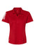 Adidas A481 Womens Floating 3 UPF 50+ Stripes Short Sleeve Polo Shirt Team Power Red/White Flat Front