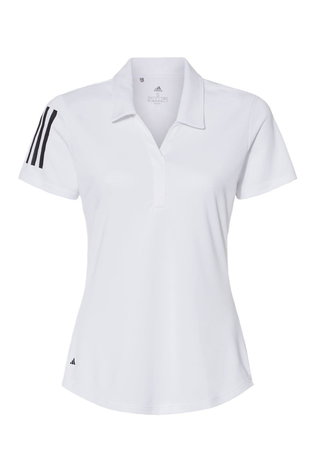 Adidas A481 Womens Floating 3 UPF 50+ Stripes Short Sleeve Polo Shirt White Flat Front