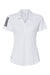 Adidas A481 Womens Floating 3 UPF 50+ Stripes Short Sleeve Polo Shirt White Flat Front