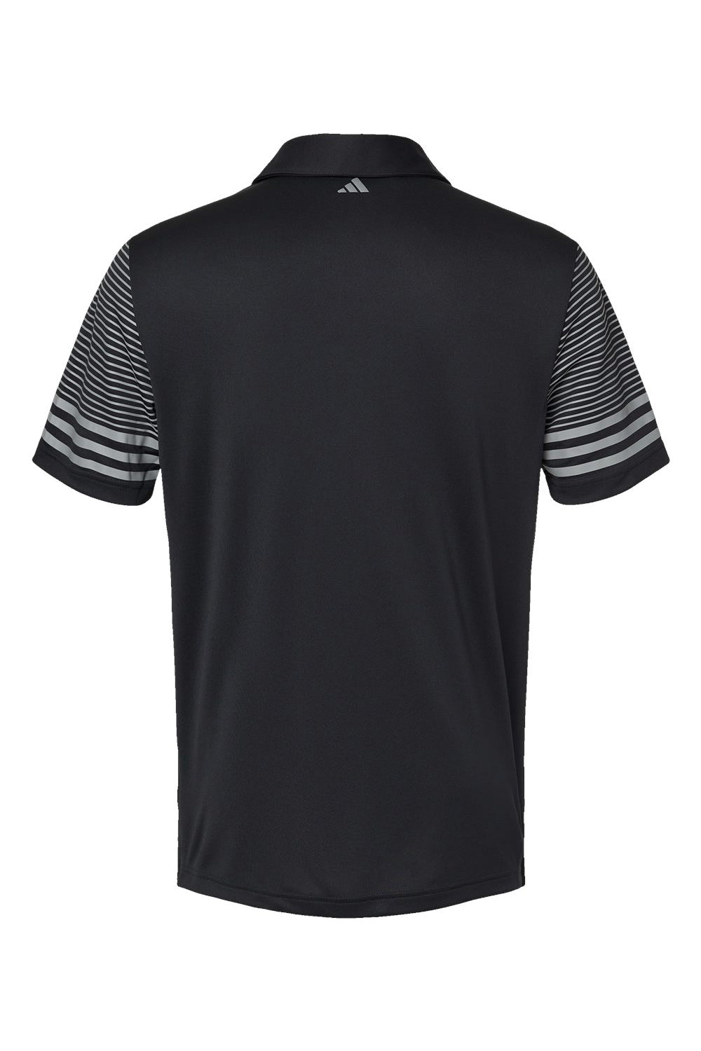 Adidas A490 Mens Striped Short Sleeve Polo Shirt Black/Grey Flat Back