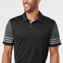 Adidas Mens Striped UPF 50+ Short Sleeve Polo Shirt - Black - NEW