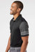 Adidas A490 Mens Striped Short Sleeve Polo Shirt Black/Grey Model Side