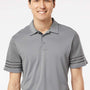 Adidas Mens Striped UPF 50+ Short Sleeve Polo Shirt - Grey/Grey - NEW