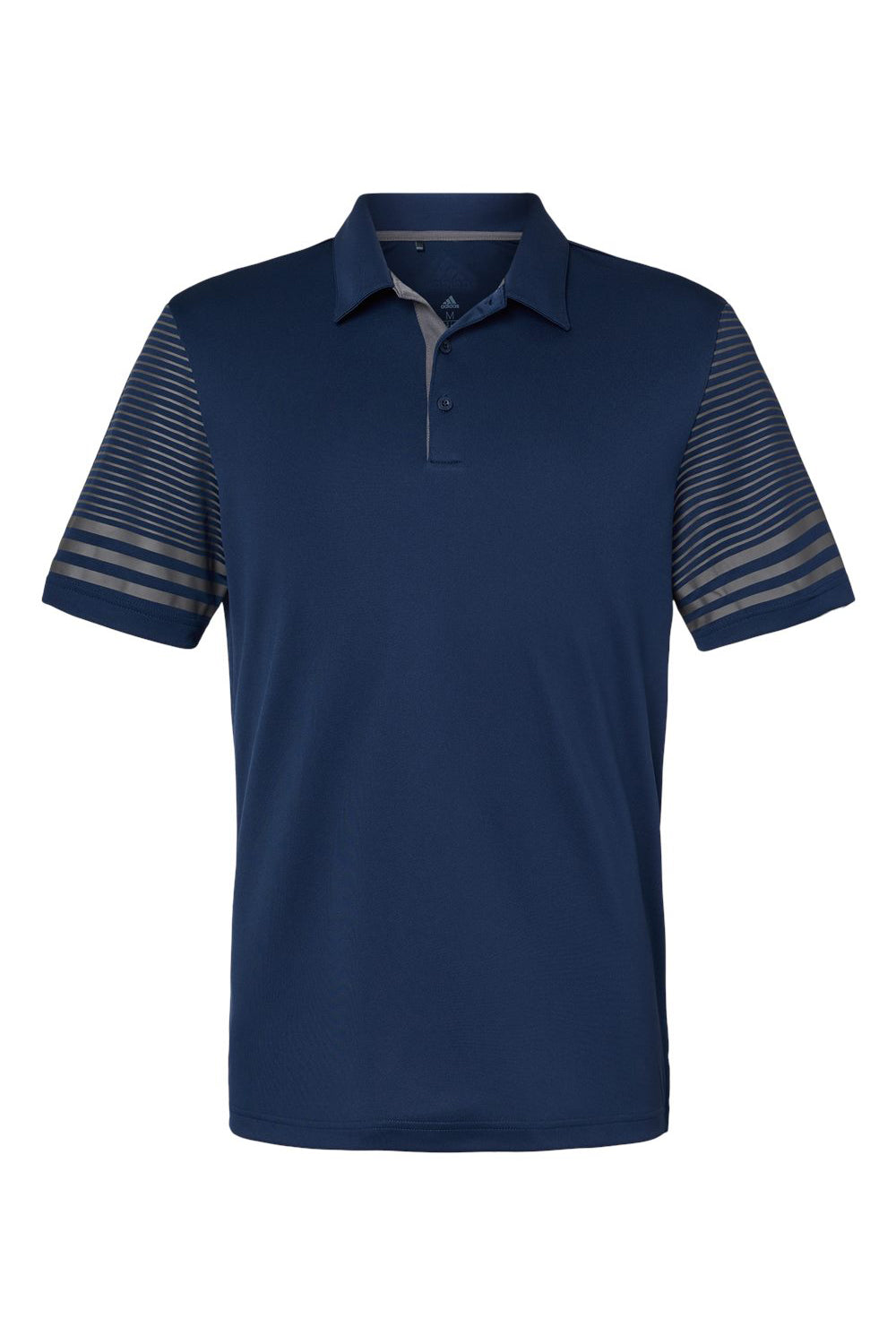 Adidas A490 Mens Striped Short Sleeve Polo Shirt Team Navy Blue/Grey Flat Front
