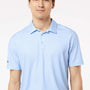 Adidas Mens Diamond Dot Moisture Wicking Short Sleeve Polo Shirt - Glow Blue/White/Navy Blue