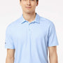 Adidas Mens Diamond Dot Moisture Wicking Short Sleeve Polo Shirt - Glow Blue/White/Navy Blue - NEW