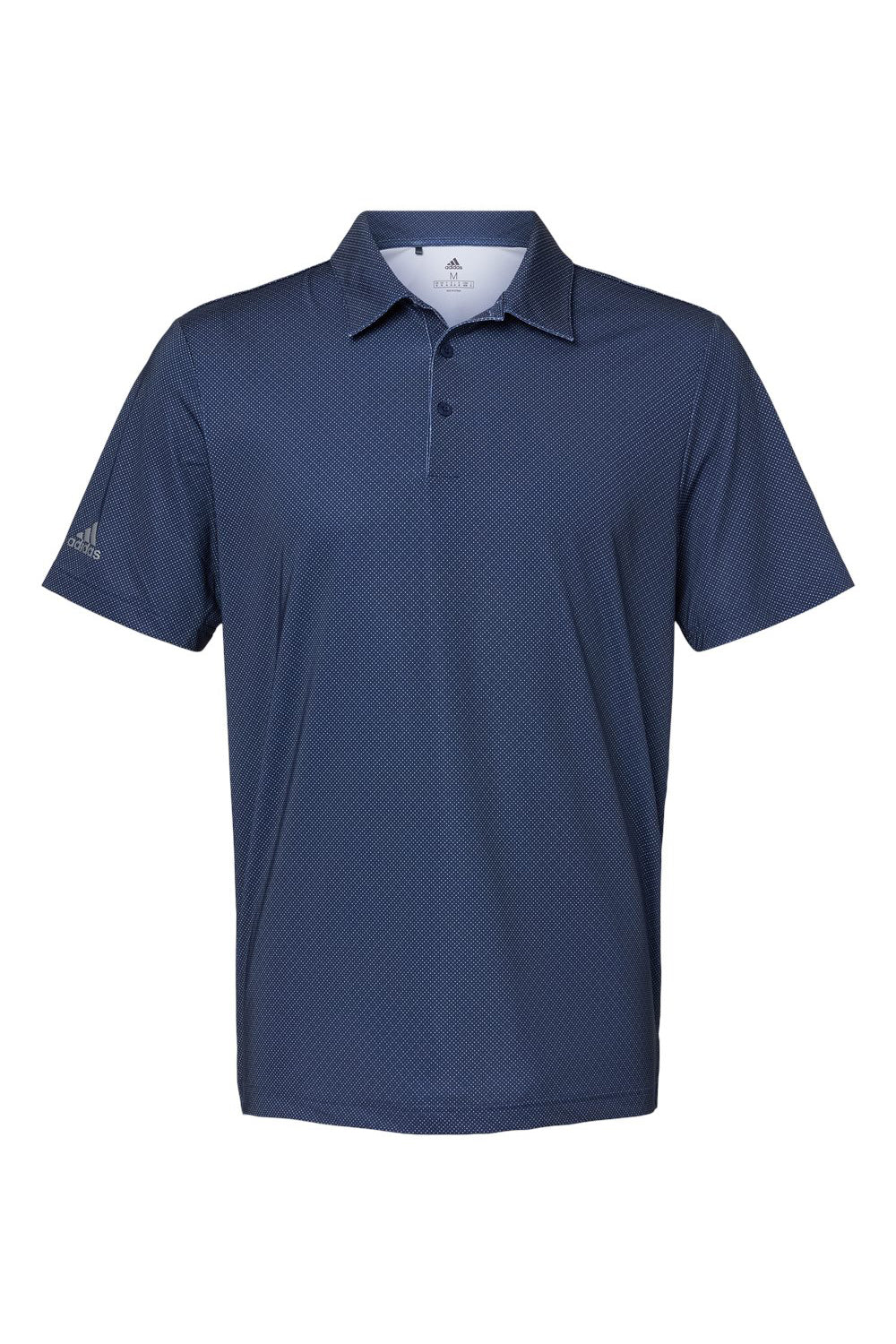 Adidas A498 Mens Diamond Dot Moisture Wicking Short Sleeve Polo Shirt Navy Blue/White/Grey Flat Front