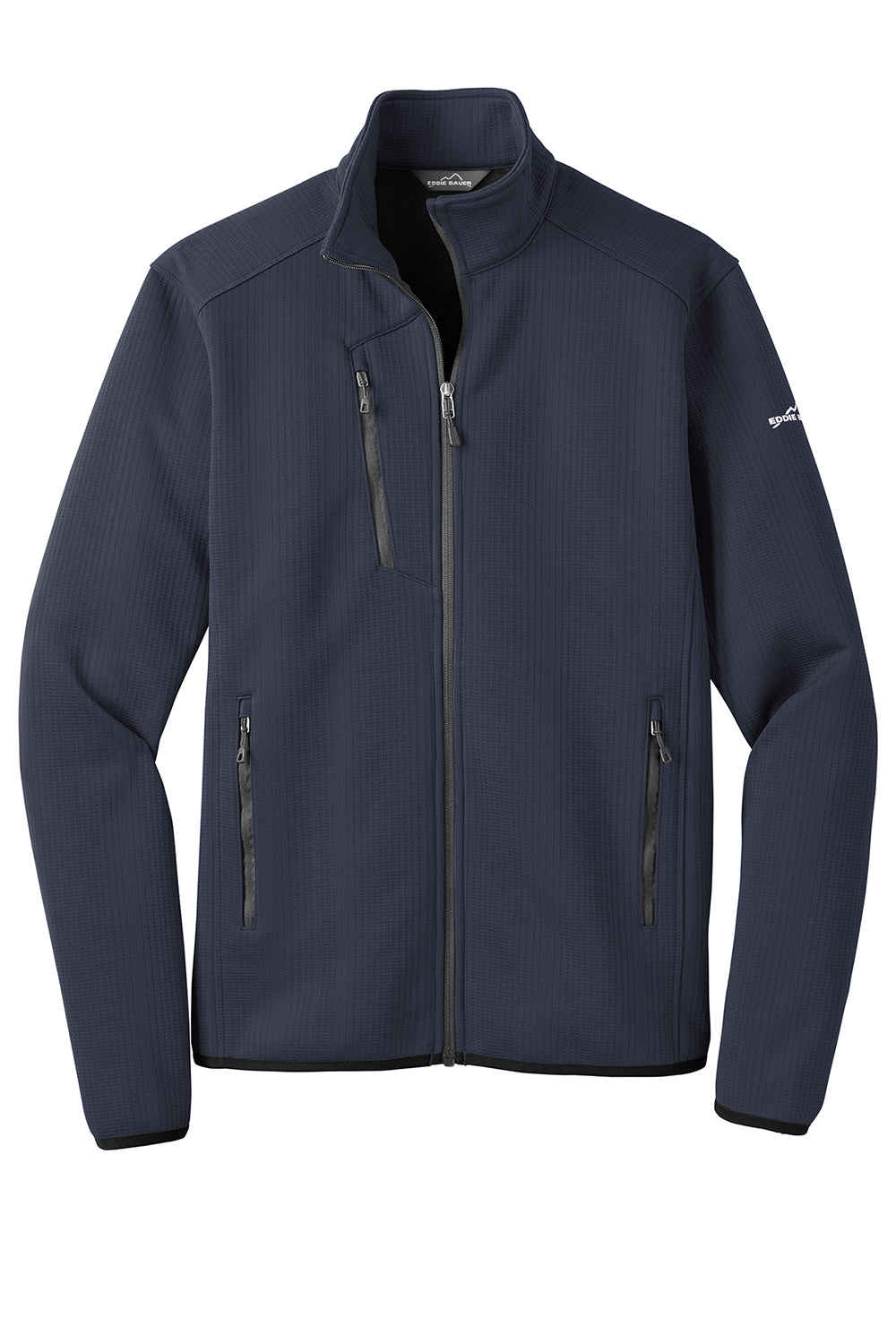 Eddie Bauer EB242 Mens Dash Pill Resistant Full Zip Jacket River Navy Blue Flat Front