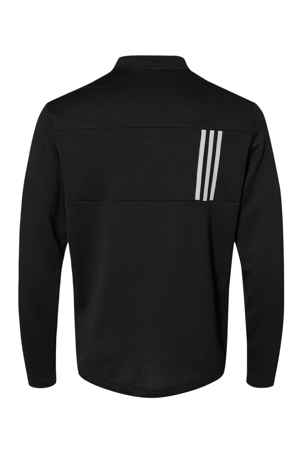 Adidas A482 Mens 3 Stripes Double Knit Moisture Wicking 1/4 Zip Sweatshirt Black Flat Back