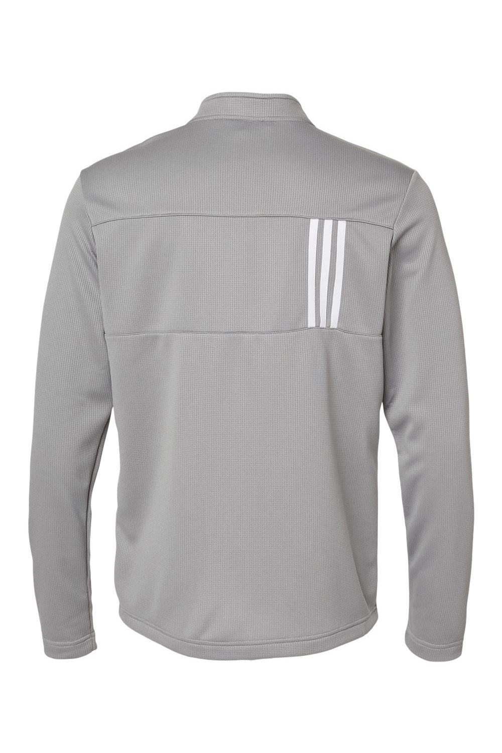 Adidas A482 Mens 3 Stripes Double Knit 1/4 Zip Pullover Grey/White Flat Back
