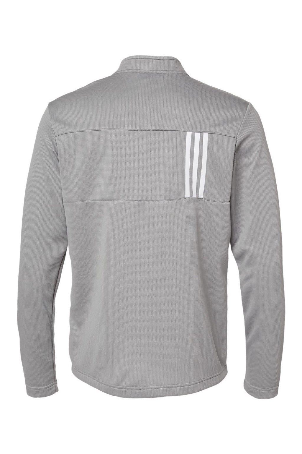 Adidas A482 Mens 3 Stripes Double Knit Moisture Wicking 1/4 Zip Sweatshirt Grey Flat Back