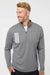 Adidas A482 Mens 3 Stripes Double Knit Moisture Wicking 1/4 Zip Sweatshirt Grey Model Front