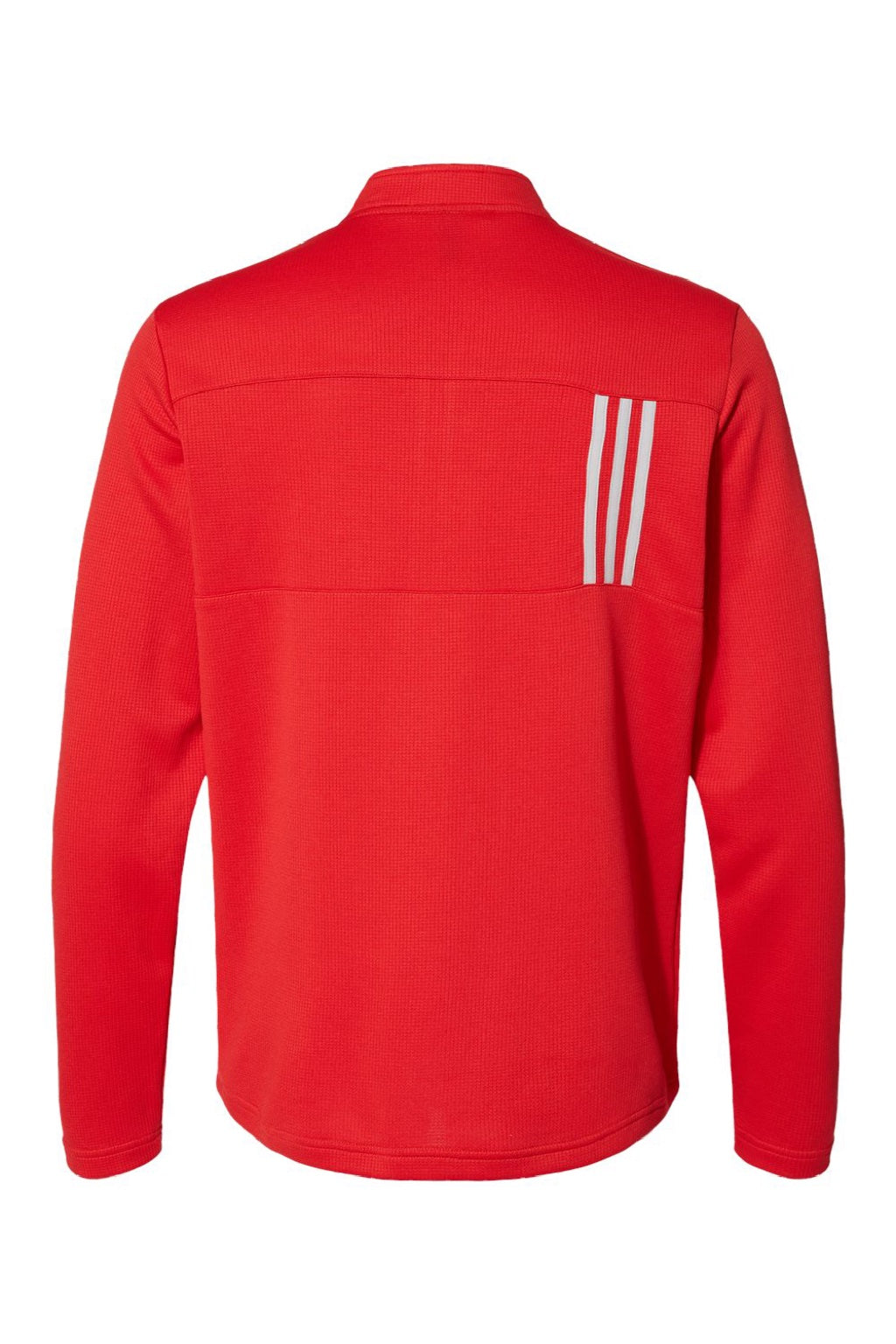 Adidas A482 Mens 3 Stripes Double Knit Moisture Wicking 1/4 Zip Sweatshirt Team Collegiate Red Flat Back