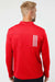 Adidas A482 Mens 3 Stripes Double Knit Moisture Wicking 1/4 Zip Sweatshirt Team Collegiate Red/Grey Model Back
