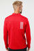 Adidas A482 Mens 3 Stripes Double Knit Moisture Wicking 1/4 Zip Sweatshirt Team Collegiate Red Model Back