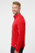Adidas A482 Mens 3 Stripes Double Knit Moisture Wicking 1/4 Zip Sweatshirt Team Collegiate Red/Grey Model Side