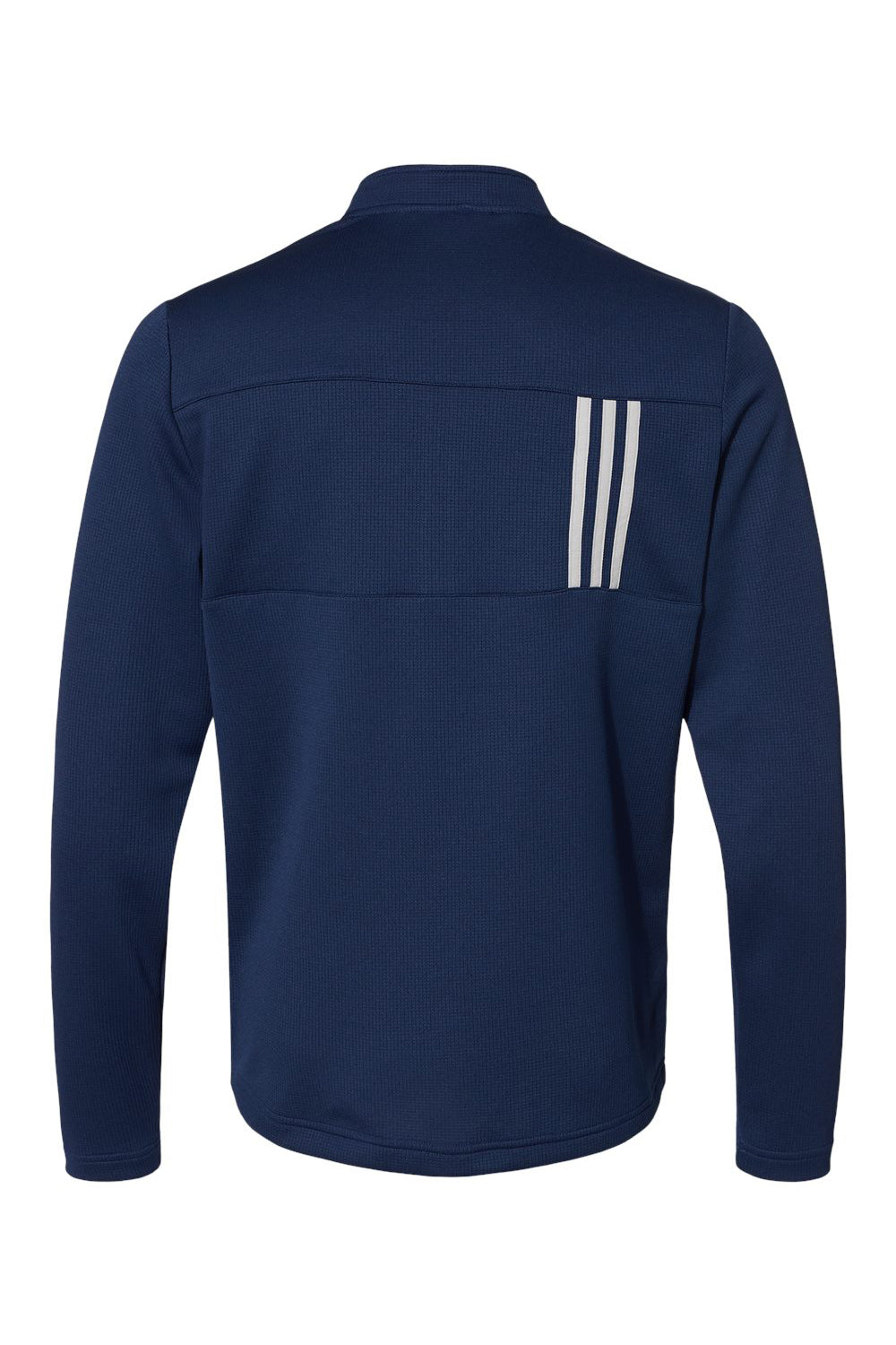 Adidas A482 Mens 3 Stripes Double Knit 1/4 Zip Pullover Team Navy Blue/Grey Flat Back