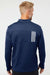 Adidas A482 Mens 3 Stripes Double Knit Moisture Wicking 1/4 Zip Sweatshirt Team Navy Blue Model Back