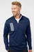 Adidas A482 Mens 3 Stripes Double Knit Moisture Wicking 1/4 Zip Sweatshirt Team Navy Blue Model Front