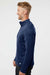 Adidas A482 Mens 3 Stripes Double Knit Moisture Wicking 1/4 Zip Sweatshirt Team Navy Blue Model Side