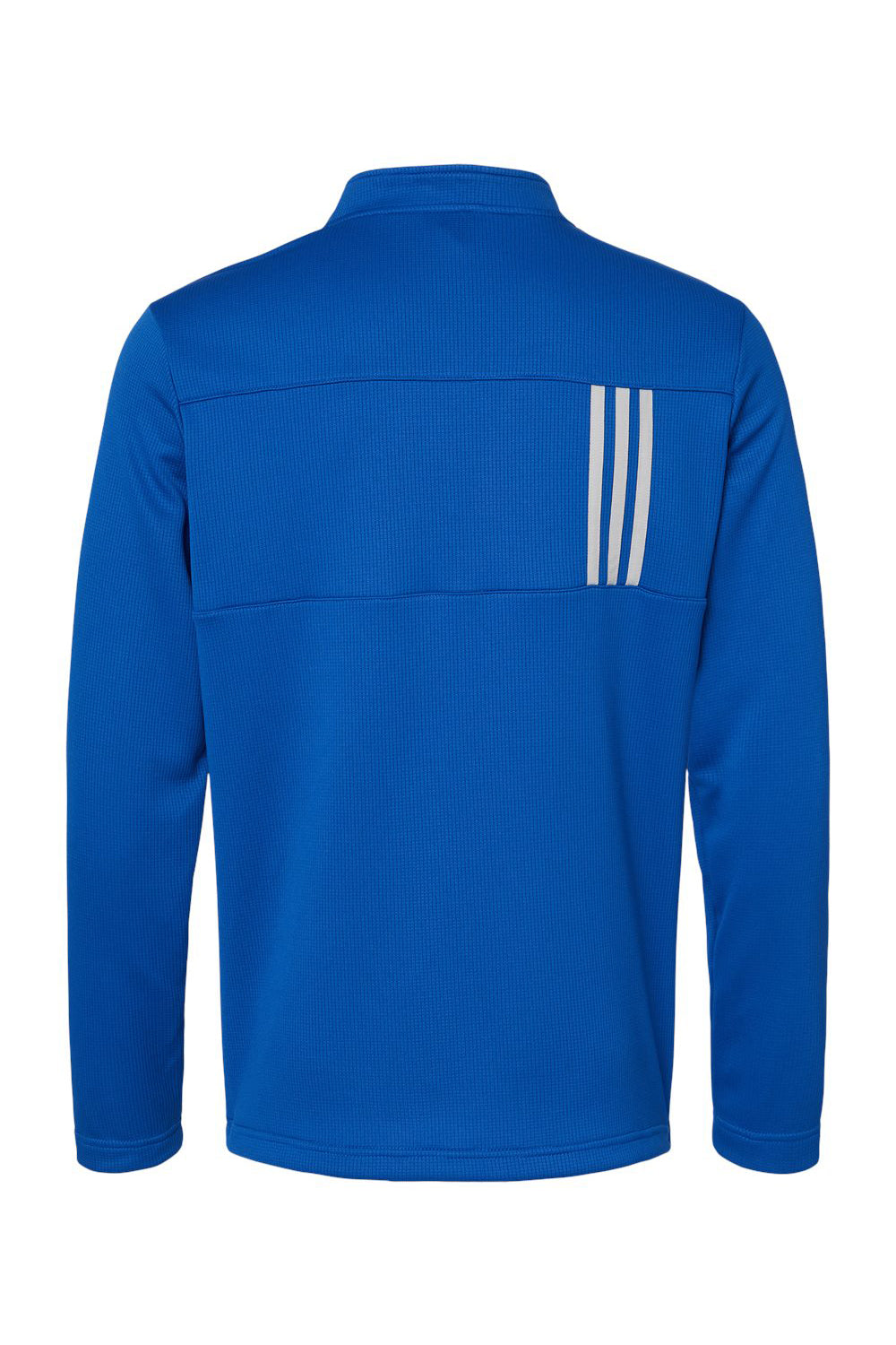 Adidas A482 Mens 3 Stripes Double Knit 1/4 Zip Pullover Team Royal Blue/Grey Flat Back