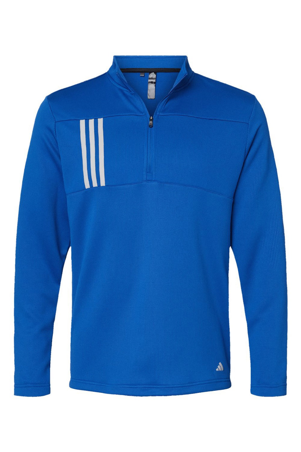 Adidas A482 Mens 3 Stripes Double Knit Moisture Wicking 1/4 Zip Sweatshirt Team Royal Blue Flat Front