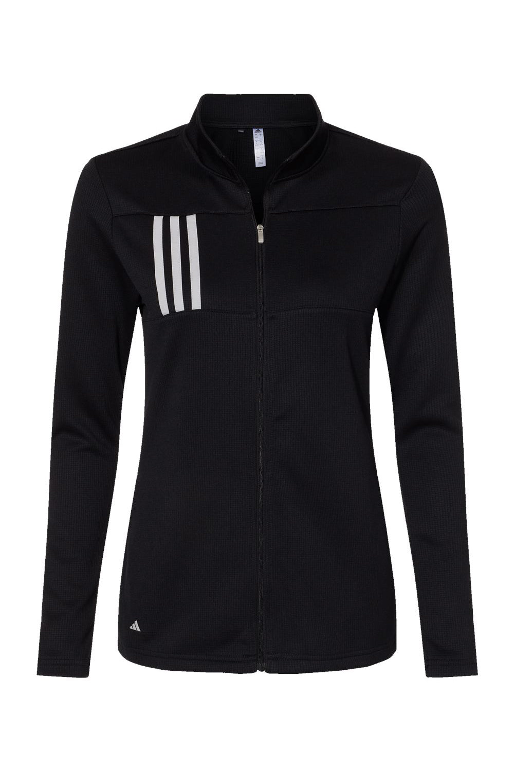 Adidas A483 Womens 3 Stripes Double Knit Moisture Wicking 1/4 Zip Sweatshirt Black Flat Front