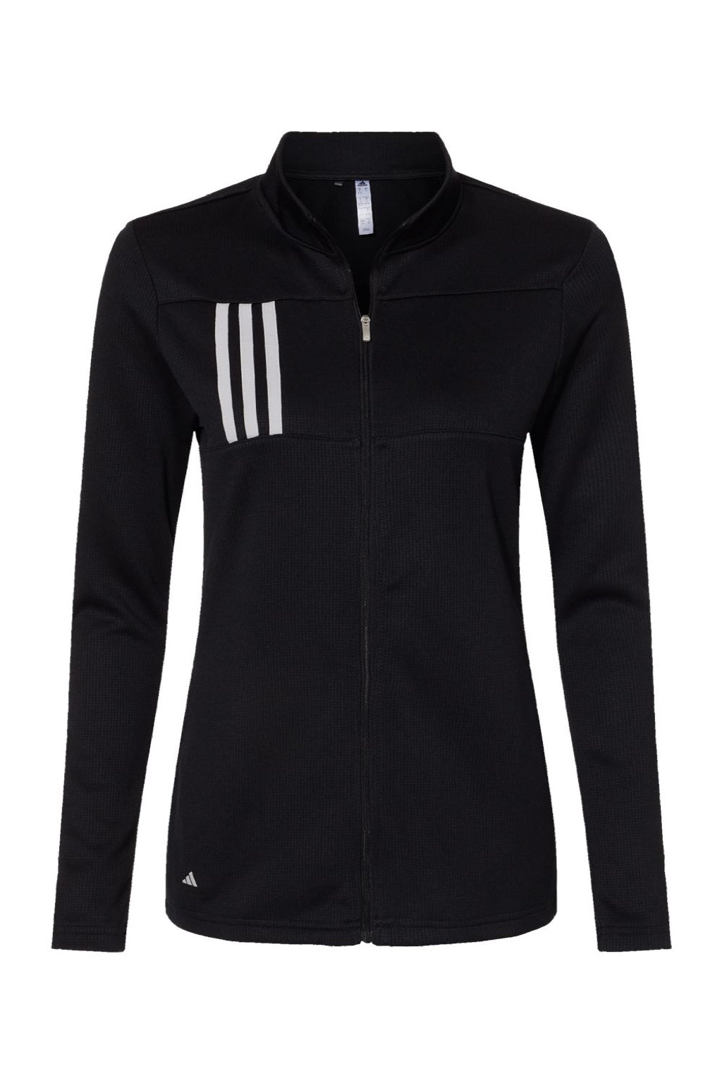 Adidas A483 Womens 3 Stripes Double Knit Moisture Wicking 1/4 Zip Sweatshirt w/ Pockets Black Flat Front