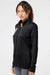 Adidas A483 Womens 3 Stripes Double Knit Moisture Wicking 1/4 Zip Sweatshirt w/ Pockets Black Model Side