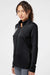 Adidas A483 Womens 3 Stripes Double Knit Moisture Wicking 1/4 Zip Sweatshirt Black Model Side
