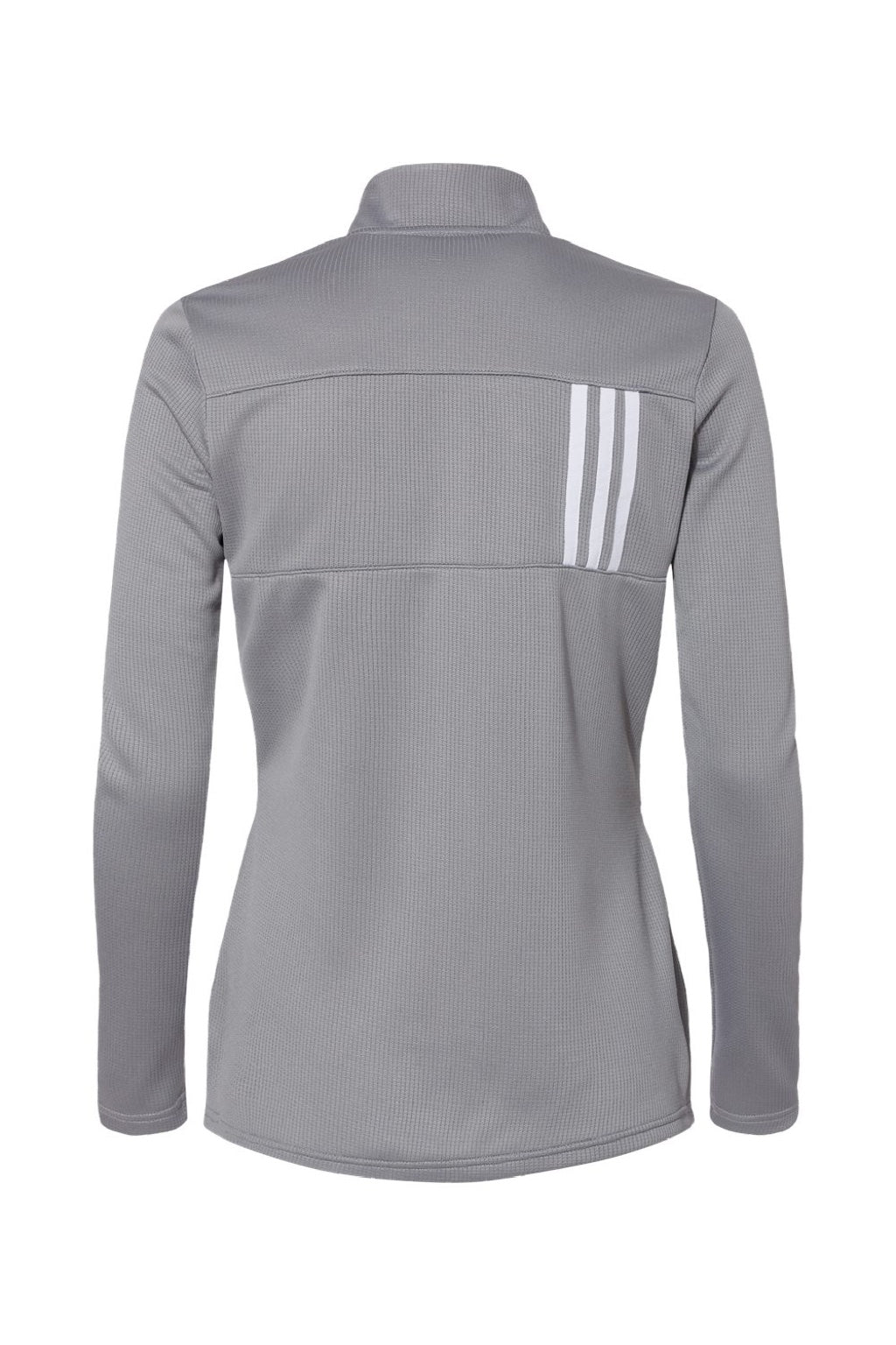 Adidas A483 Womens 3 Stripes Double Knit Moisture Wicking 1/4 Zip Sweatshirt w/ Pockets Grey Flat Back
