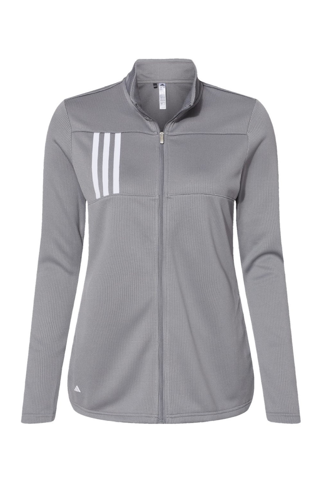 Adidas A483 Womens 3 Stripes Double Knit Moisture Wicking 1/4 Zip Sweatshirt w/ Pockets Grey Flat Front